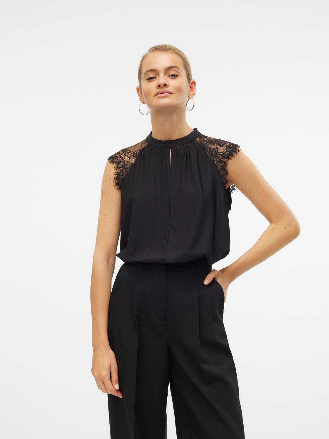 Vmmilla Sl Lace Tee Noos - Vero Moda