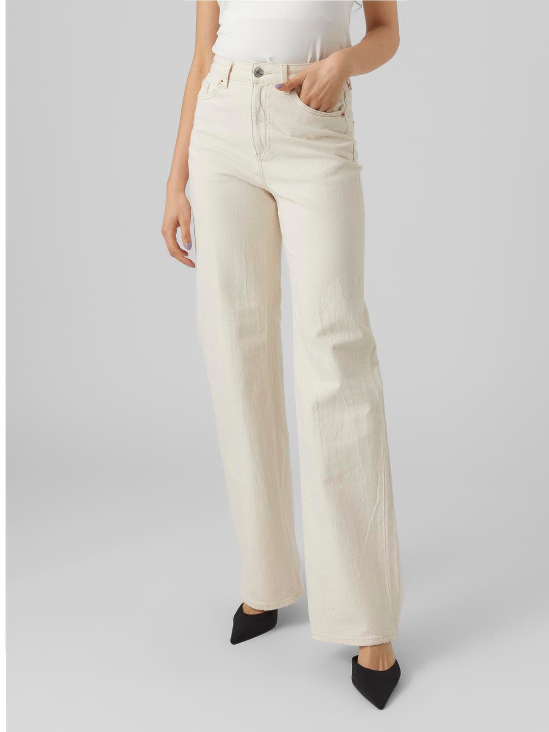 Vmtessa Hr Wide Jeans Ecru Ga Noos - Vero Moda