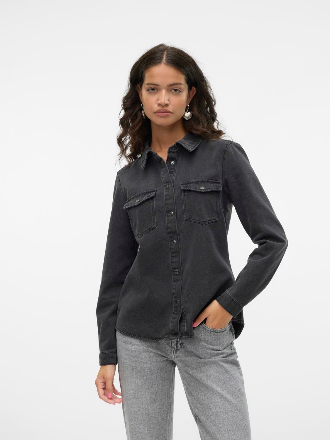 Vmjennie Ls Denim Shirt Mix Ga Noos - Vero Moda