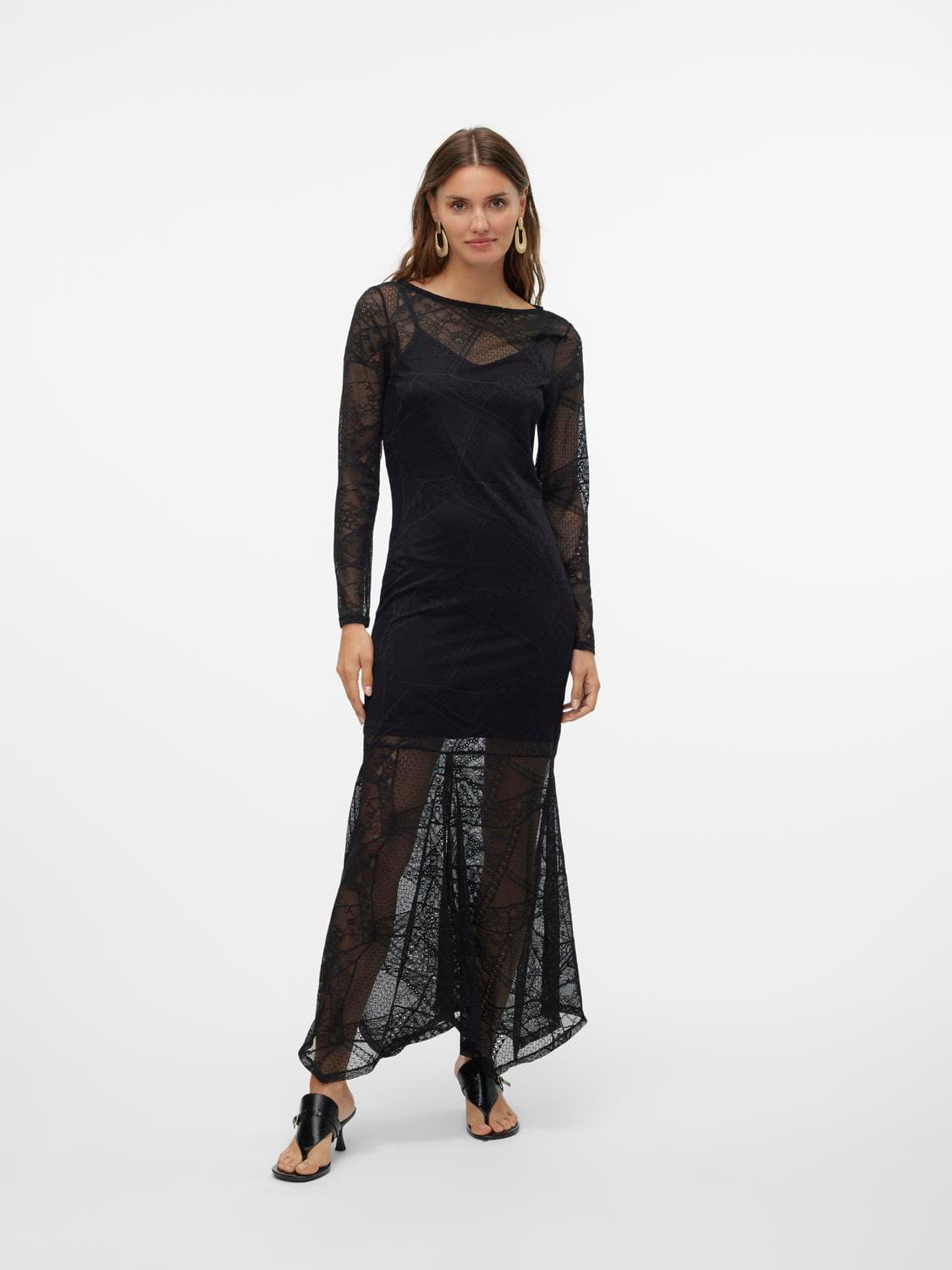 Vmlollie Ls Boat Neck Ankle Dress Vma - Vero Moda