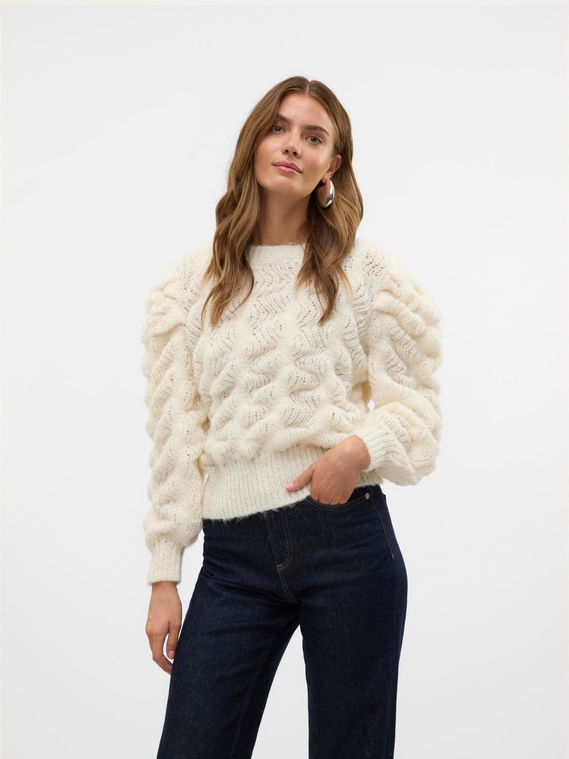 Vmeileen Ls O-Neck Short Pullover Ga - Vero Moda