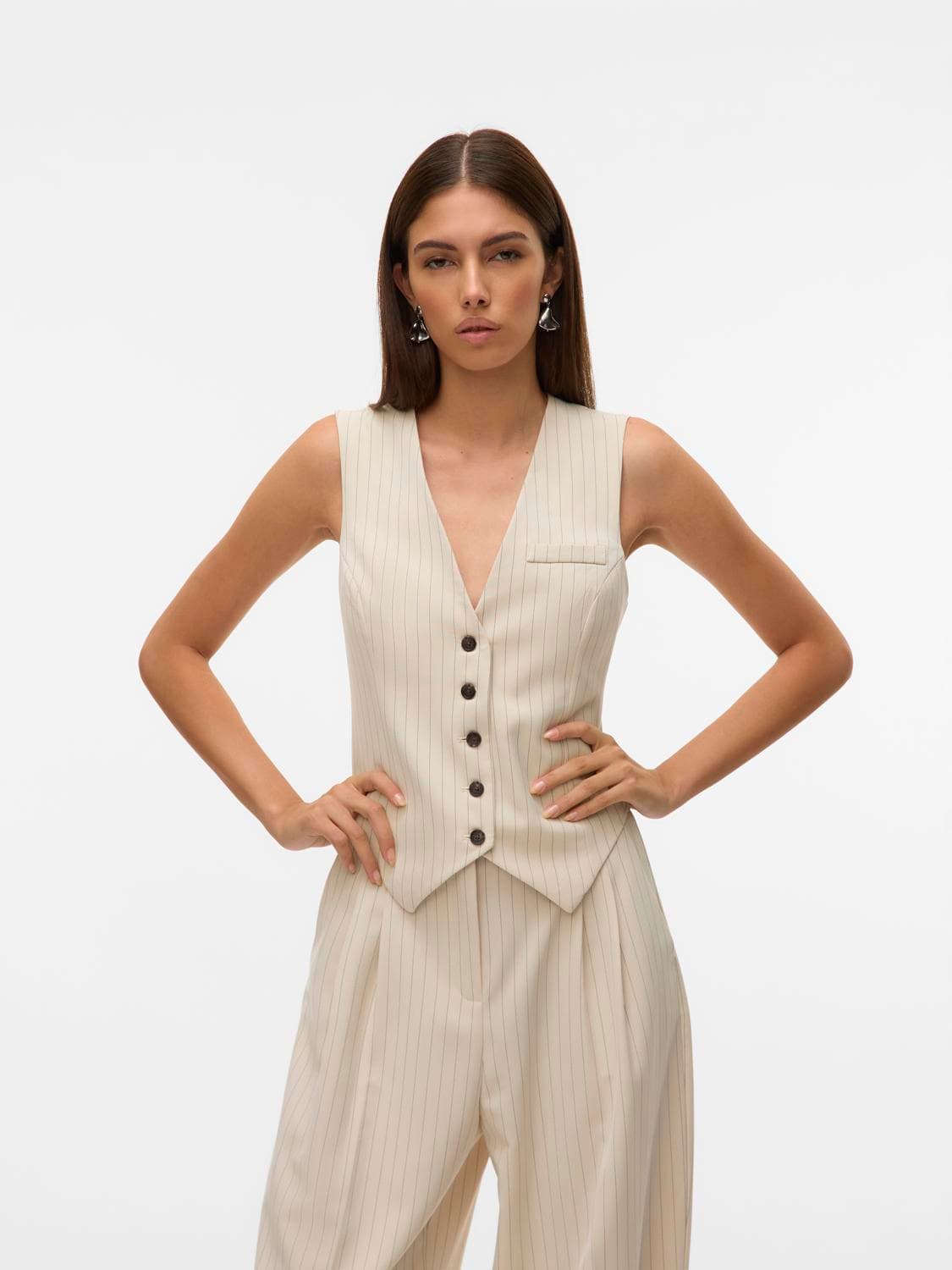 Vmtroian Sl Pintripe Tailored Vest - Vero Moda