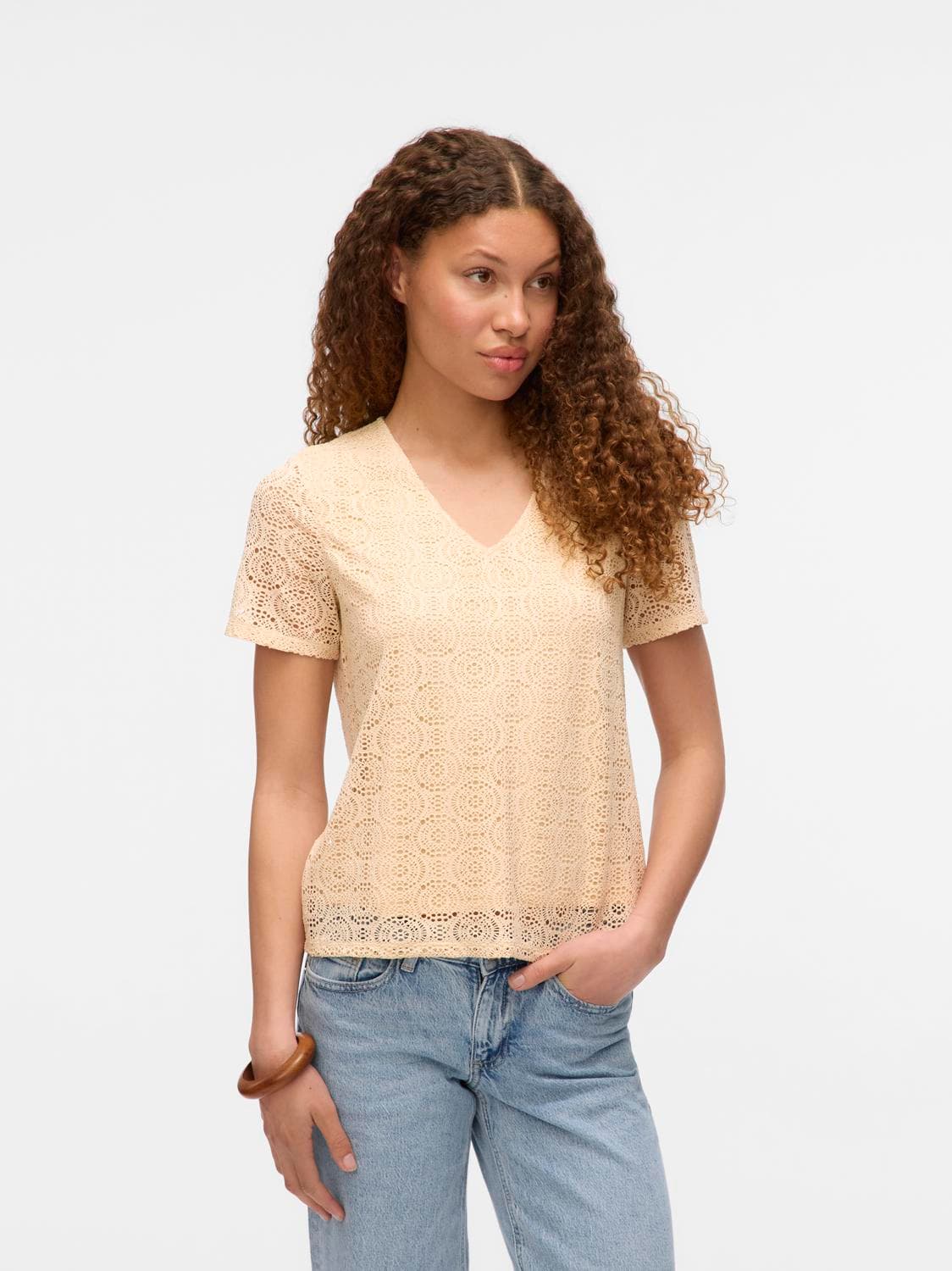 Vmmaya Ss V Neck Top Jrs - Vero Moda