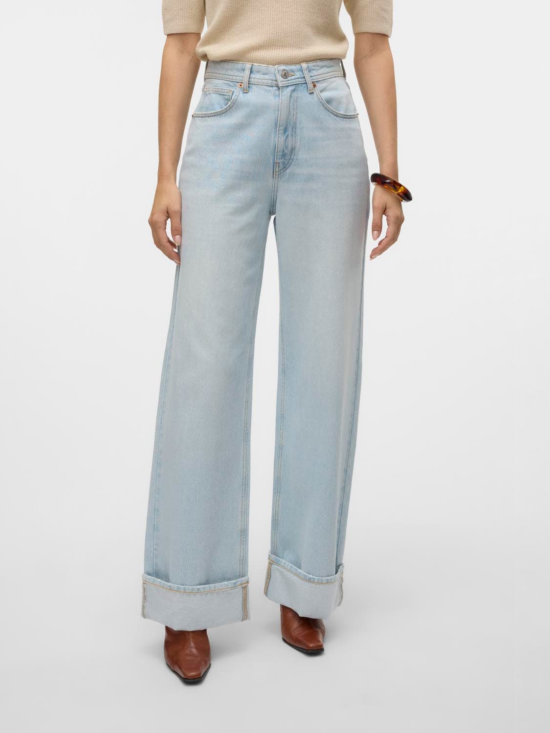 Vmkathy Shr Wide Fold Up Dnm Jean Li3168 - Vero Moda