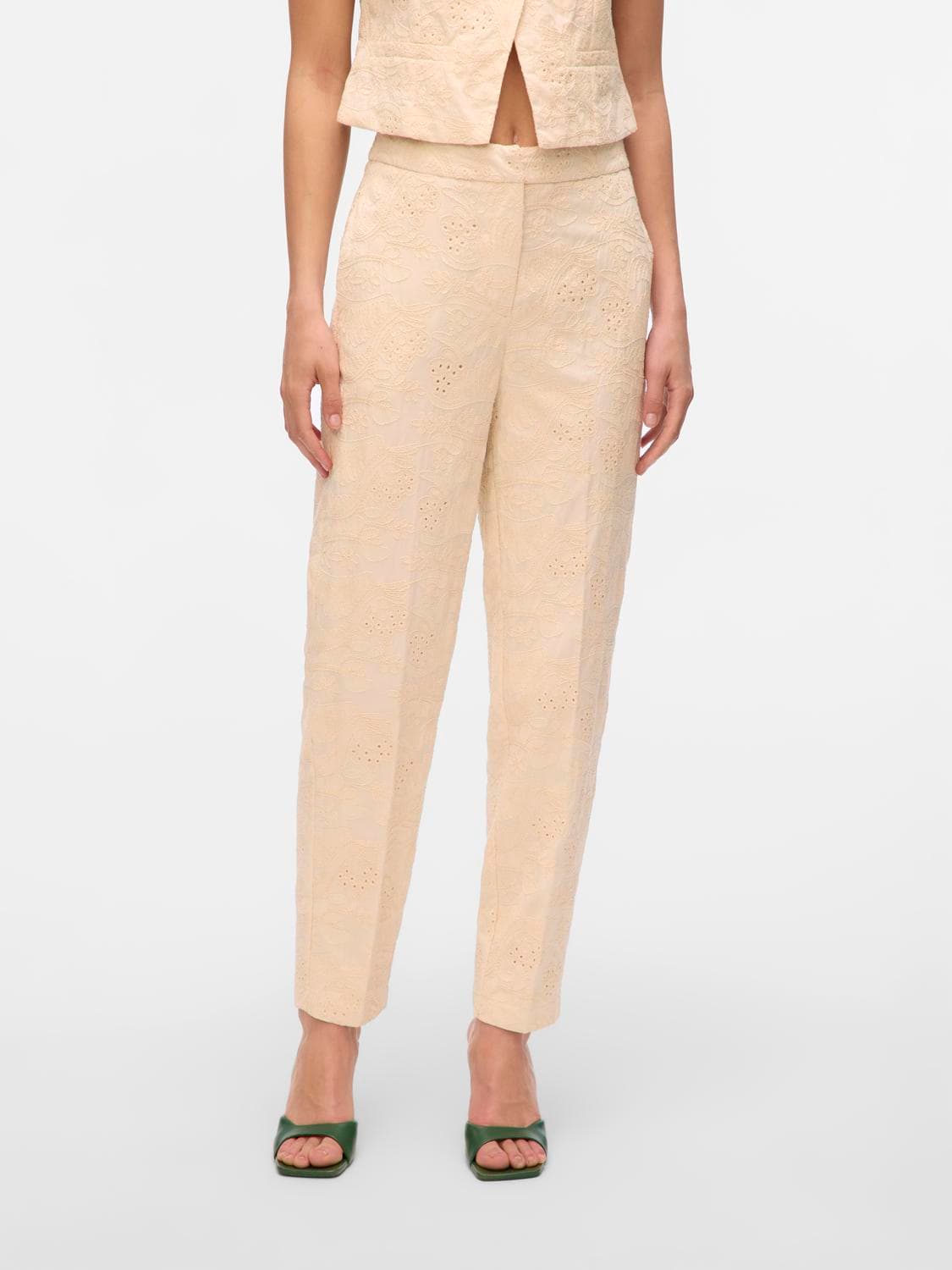 Vmeline Hw Tapered Embr Ankle Pants - Vero Moda