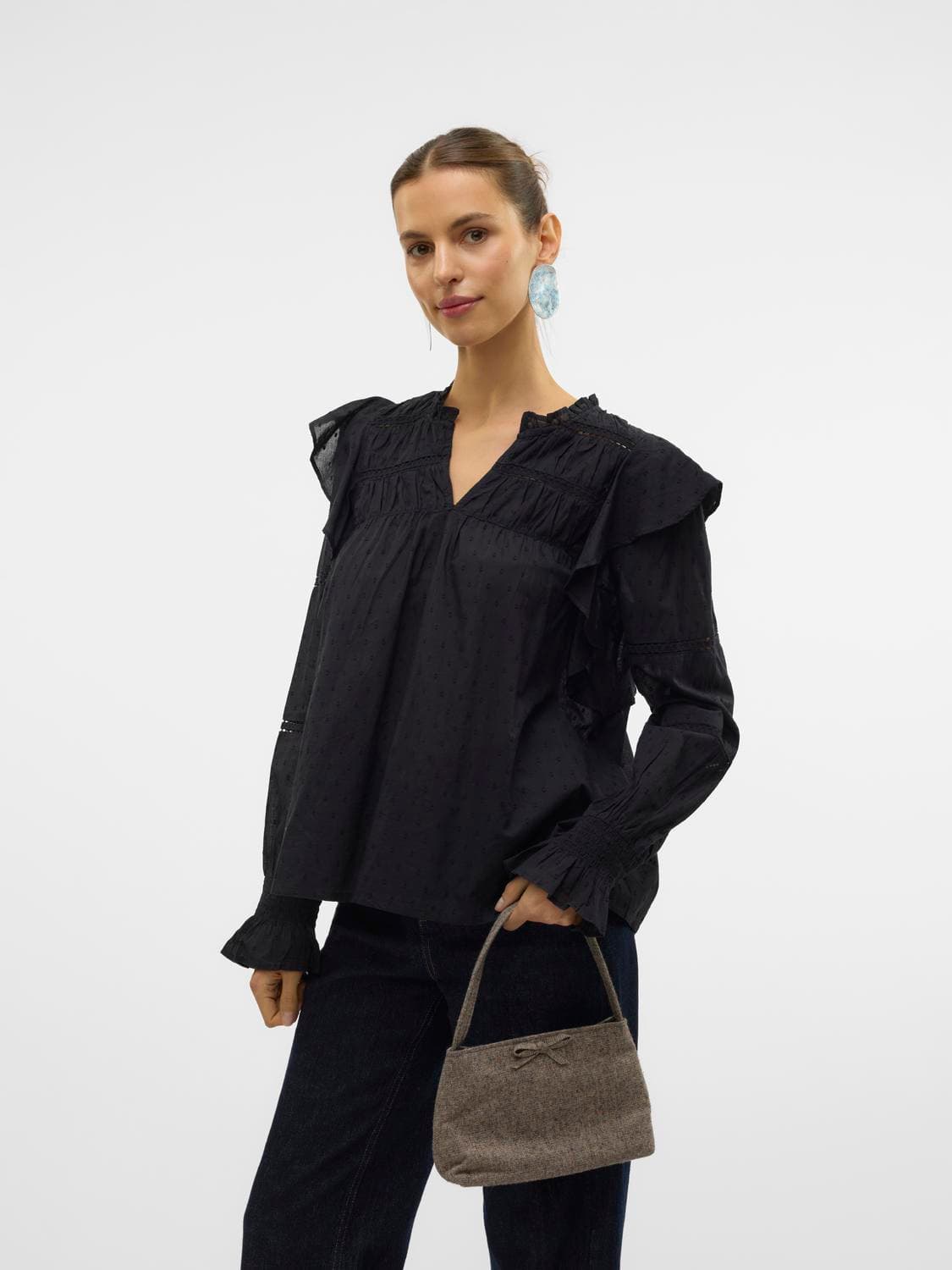 Vmtrine Ls Frill Top Wvn Sb1 Exp - Vero Moda