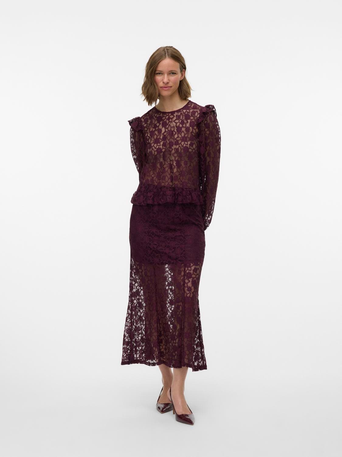 Vmmeta Lace Hw Ankle Skirt Wvn Ga - Vero Moda