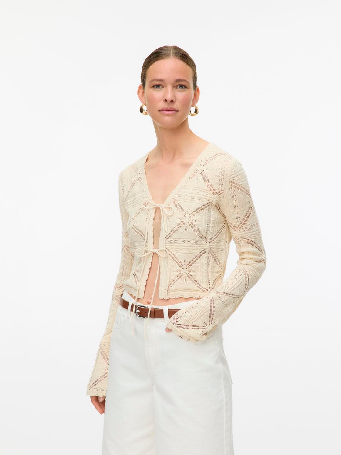 Vmlola Ls V-Neck Bow Cardigan Noos - Vero Moda