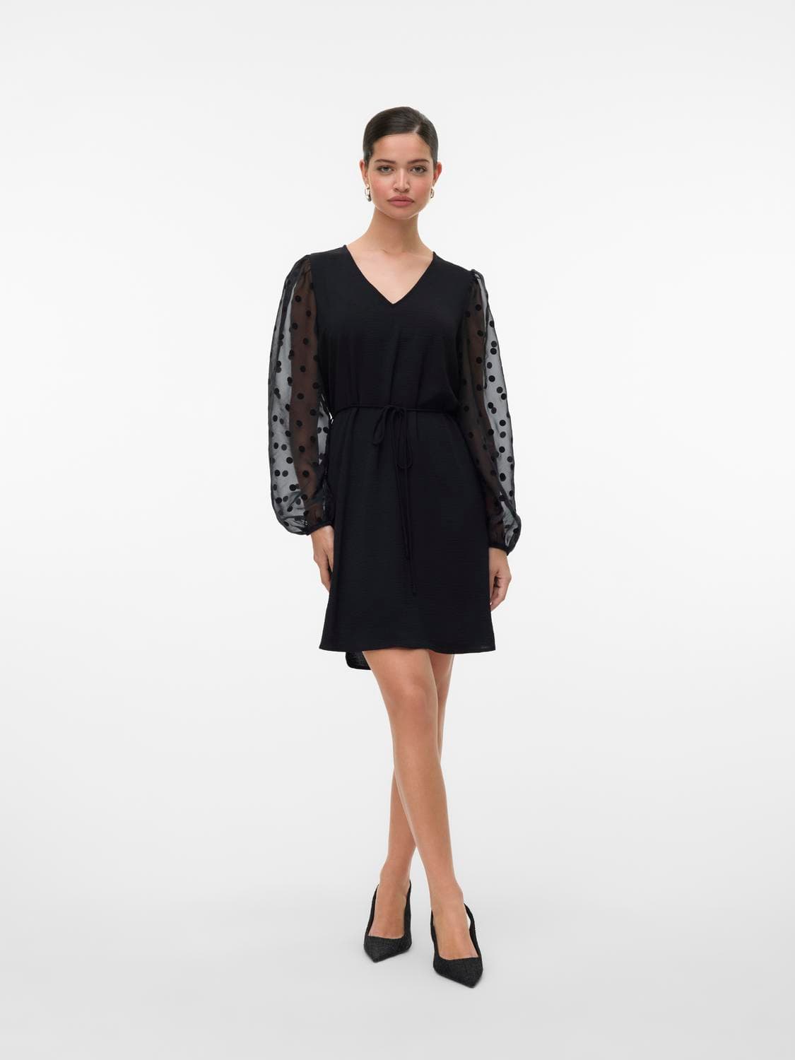 Vmalva Detail Ls V-Neck Short Dress Wvn - Vero Moda