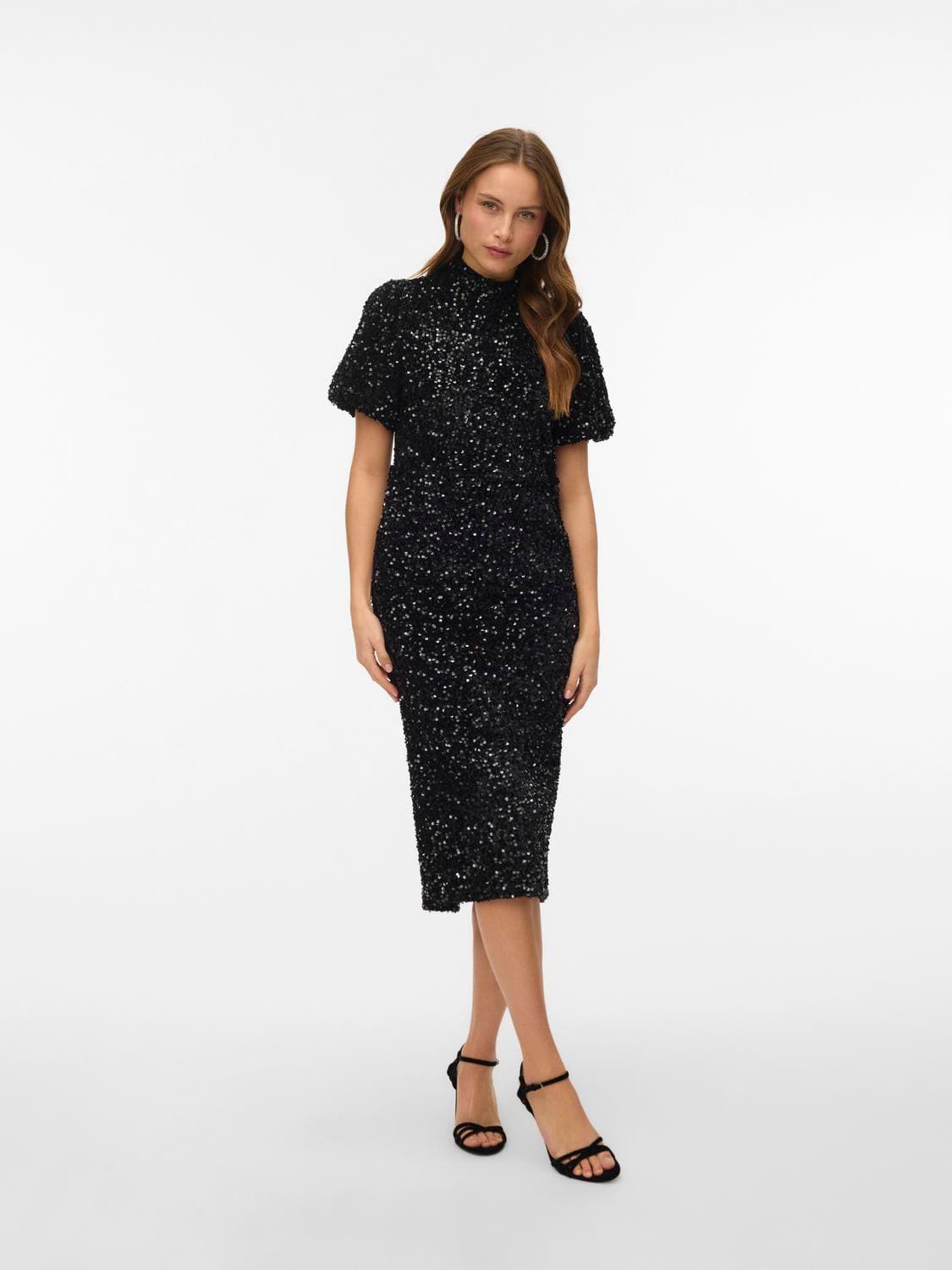 Vmbella 2/4 Highneck Calf Sq Dress Jrs - Vero Moda