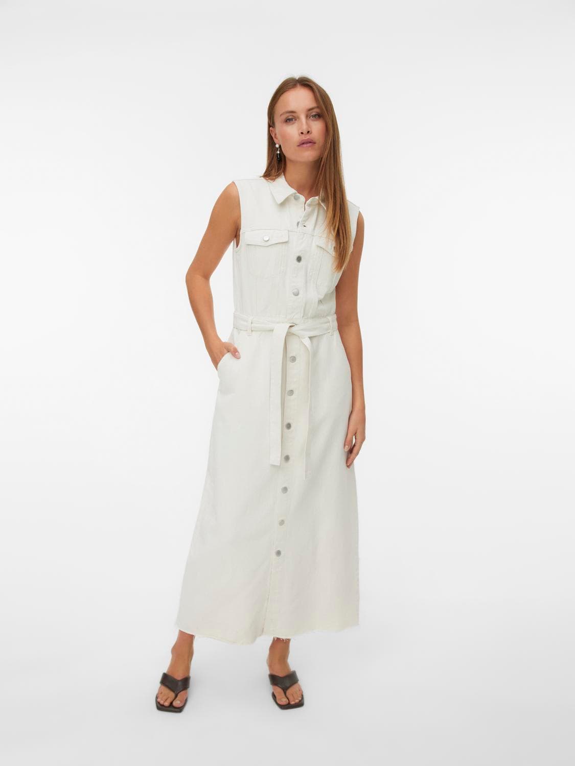 Vmmolly Sl Ank Denim Ecru Dress - Vero Moda