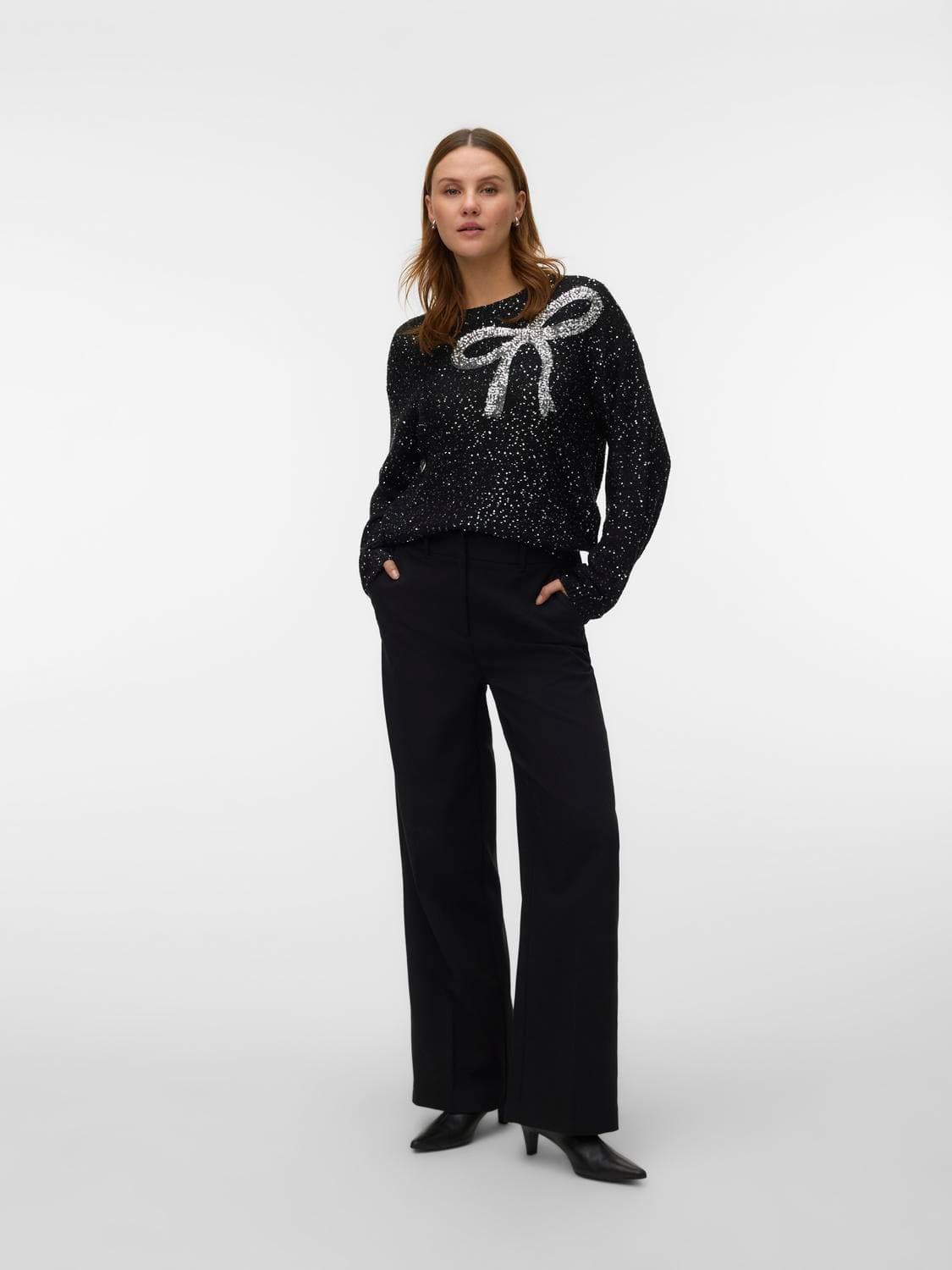 Vmglitter Bow Ls O-Neck Pullover Xmas - Vero Moda