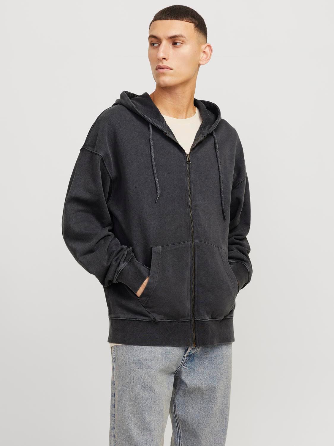 Jjecharge Faded Sweat Zip Hood Noos - Jack & Jones