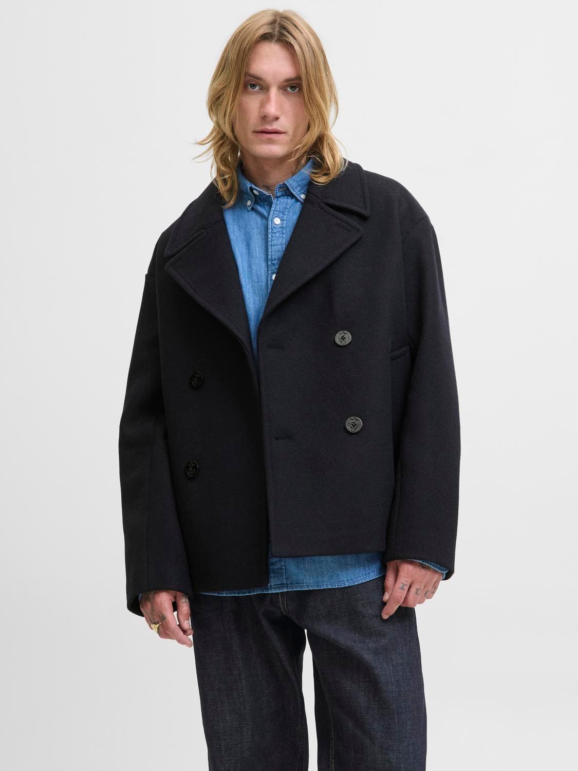 Jprbluasher Wool Blend Peacoat - Jack & Jones