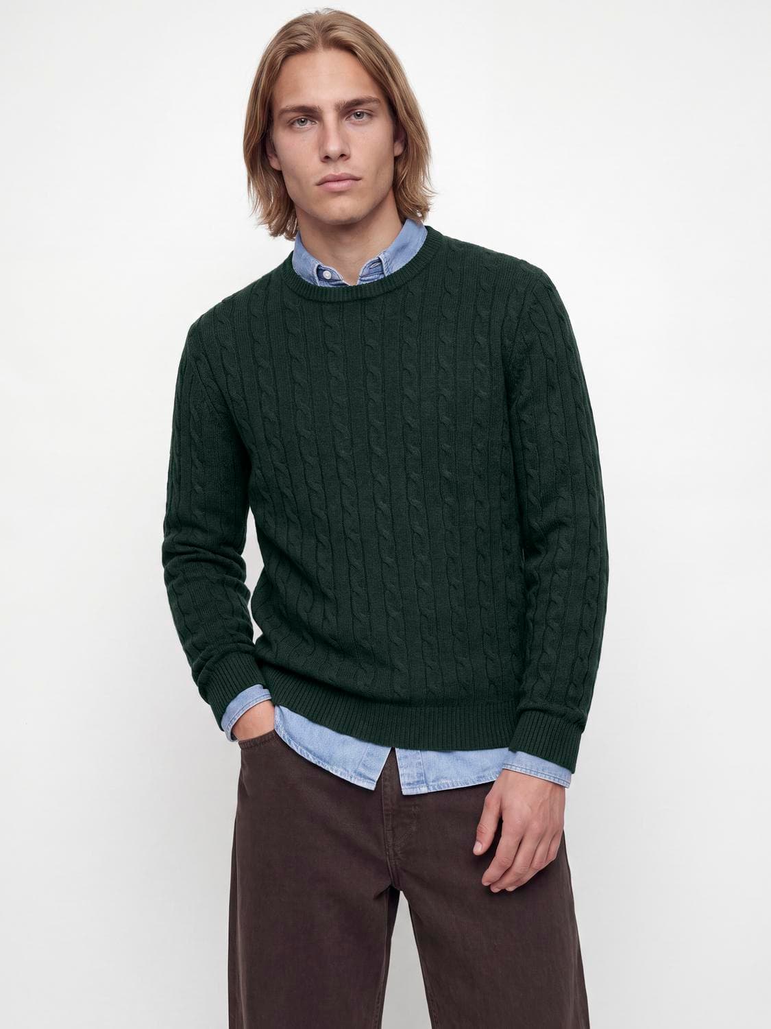 Jaulambswool Knit Cable Crew Neck - Jack & Jones