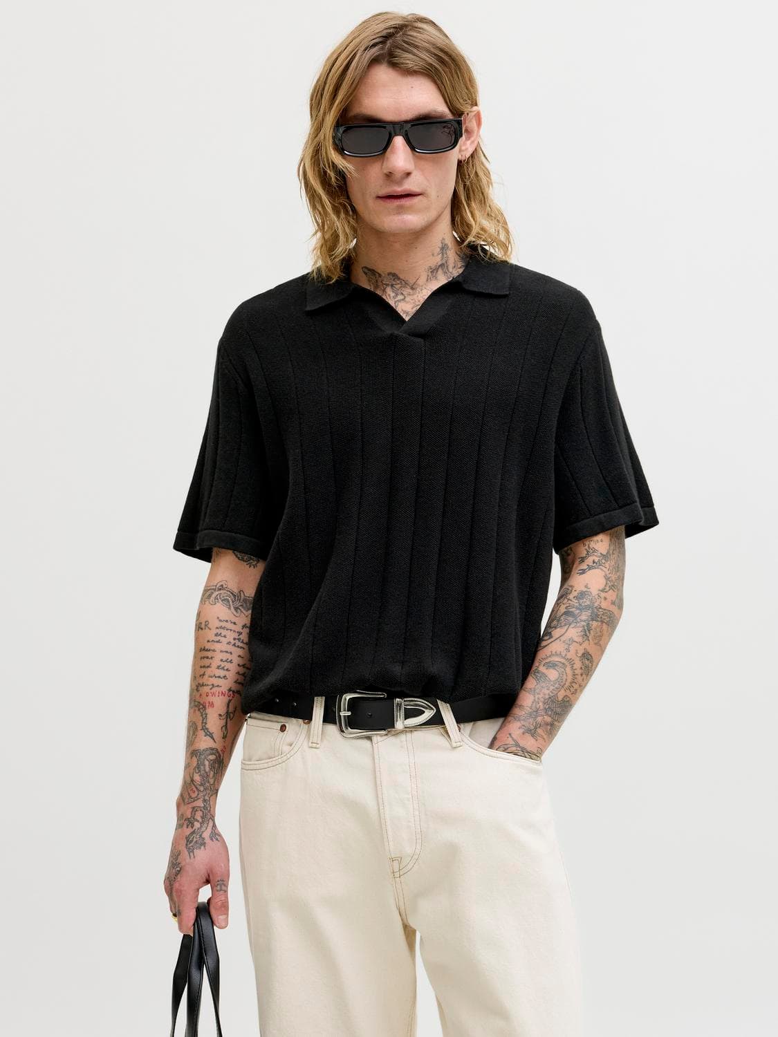 Jjebradley Knit Split Neck Ss Sn - Jack & Jones