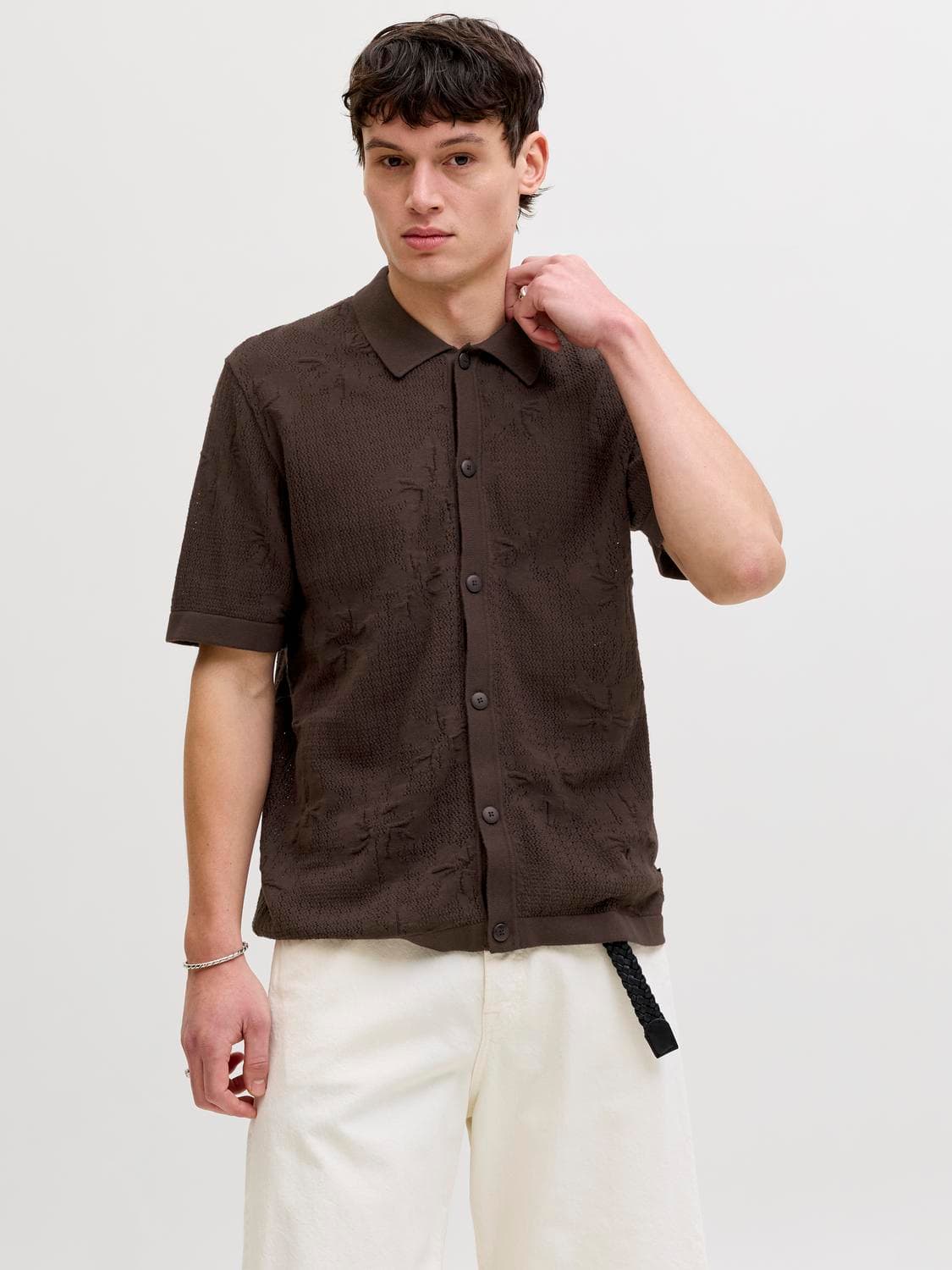 Jprblaowen Knit Button Through Polo Ss - Jack & Jones