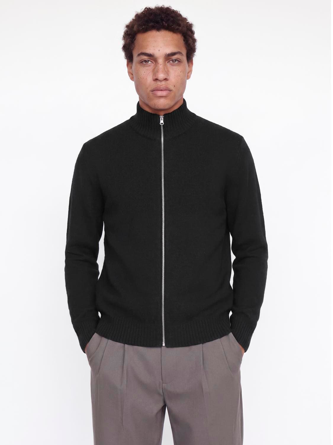 Jjsoho Ollie Knit High Neck Zip Car Sn - Jack & Jones