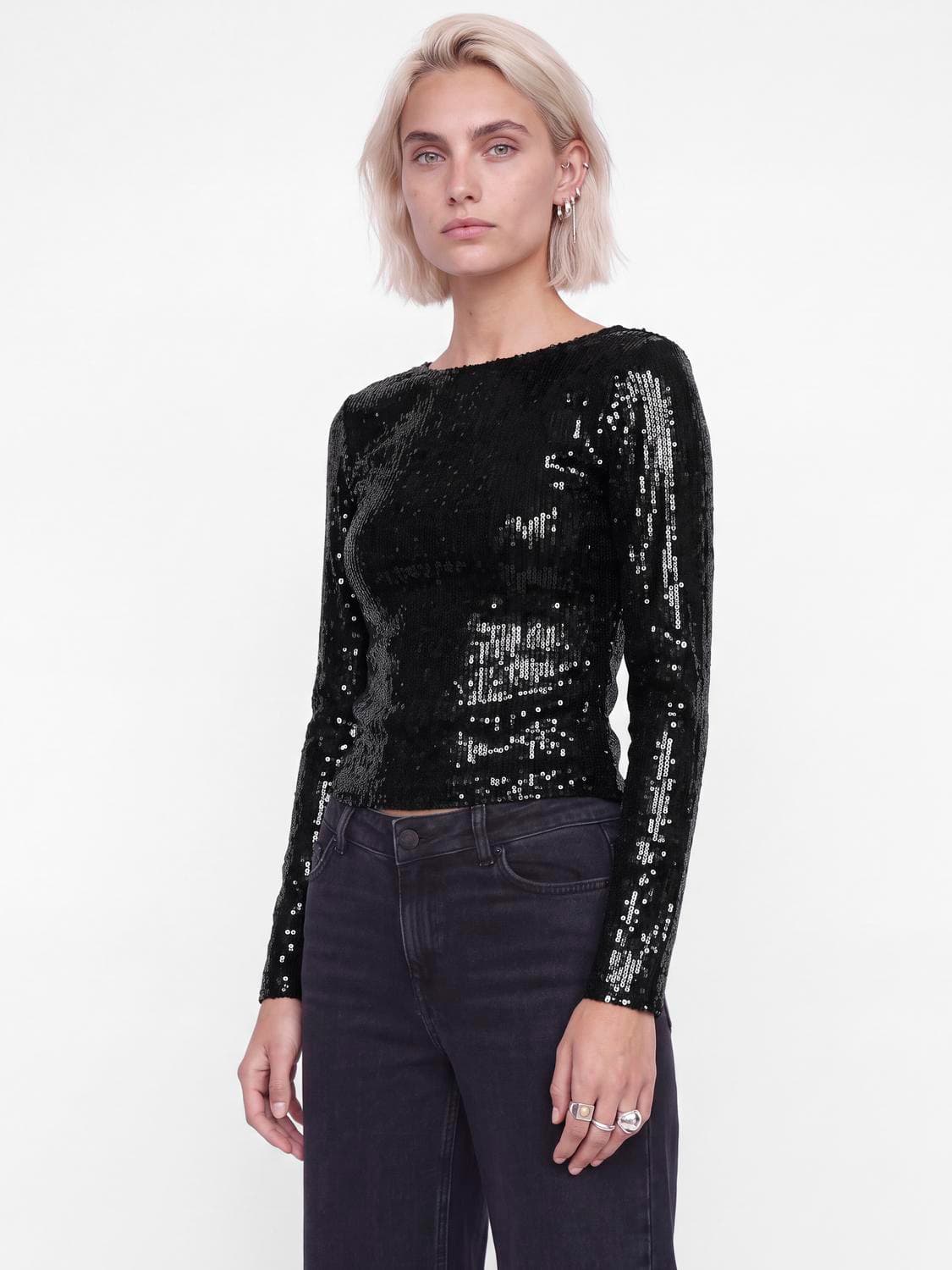 Jxnani Sequin Ls Top Wvn - Jack & Jones