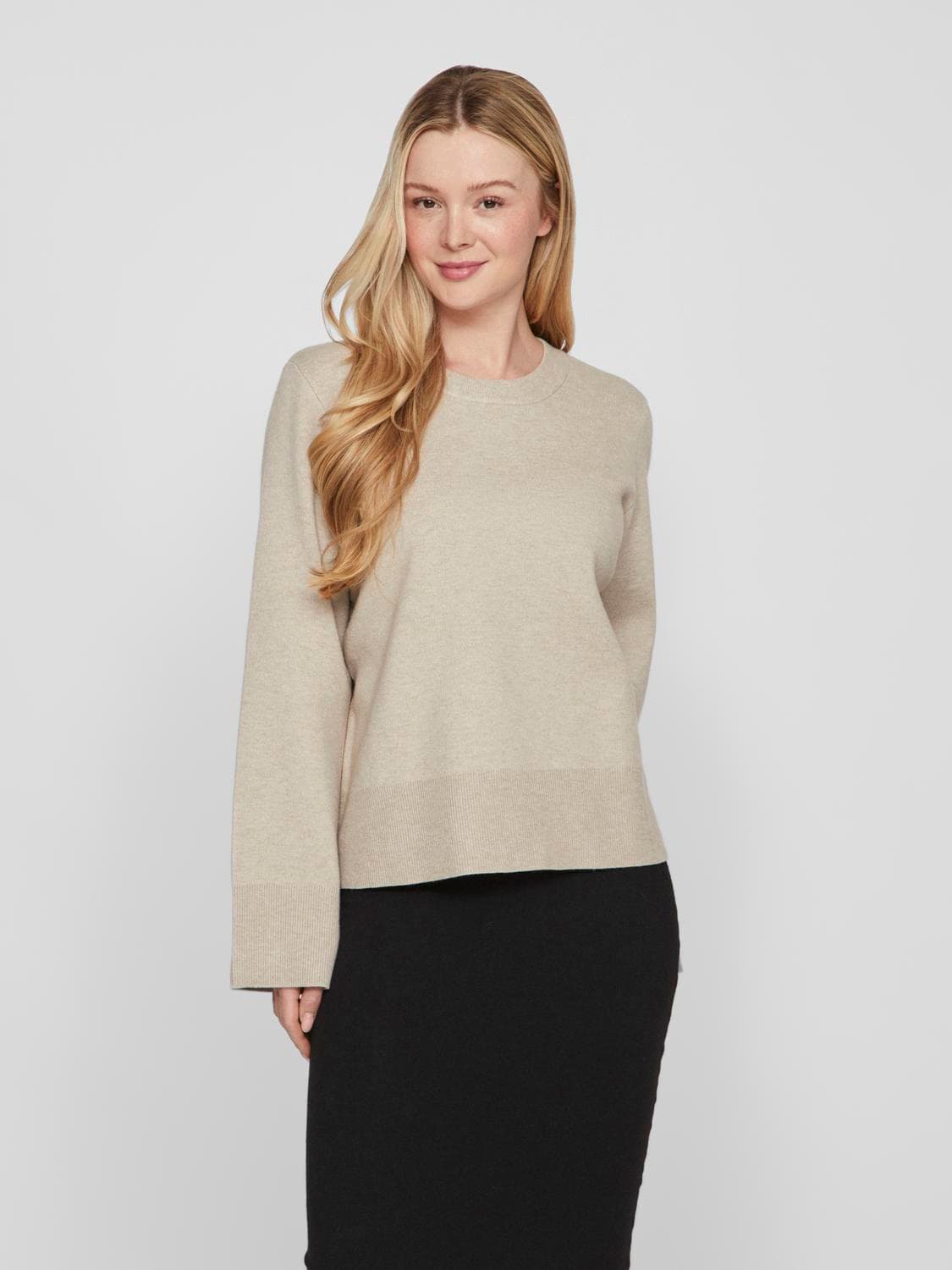 Vicassie O-Neck L/S Knit Top - Noos - VILA