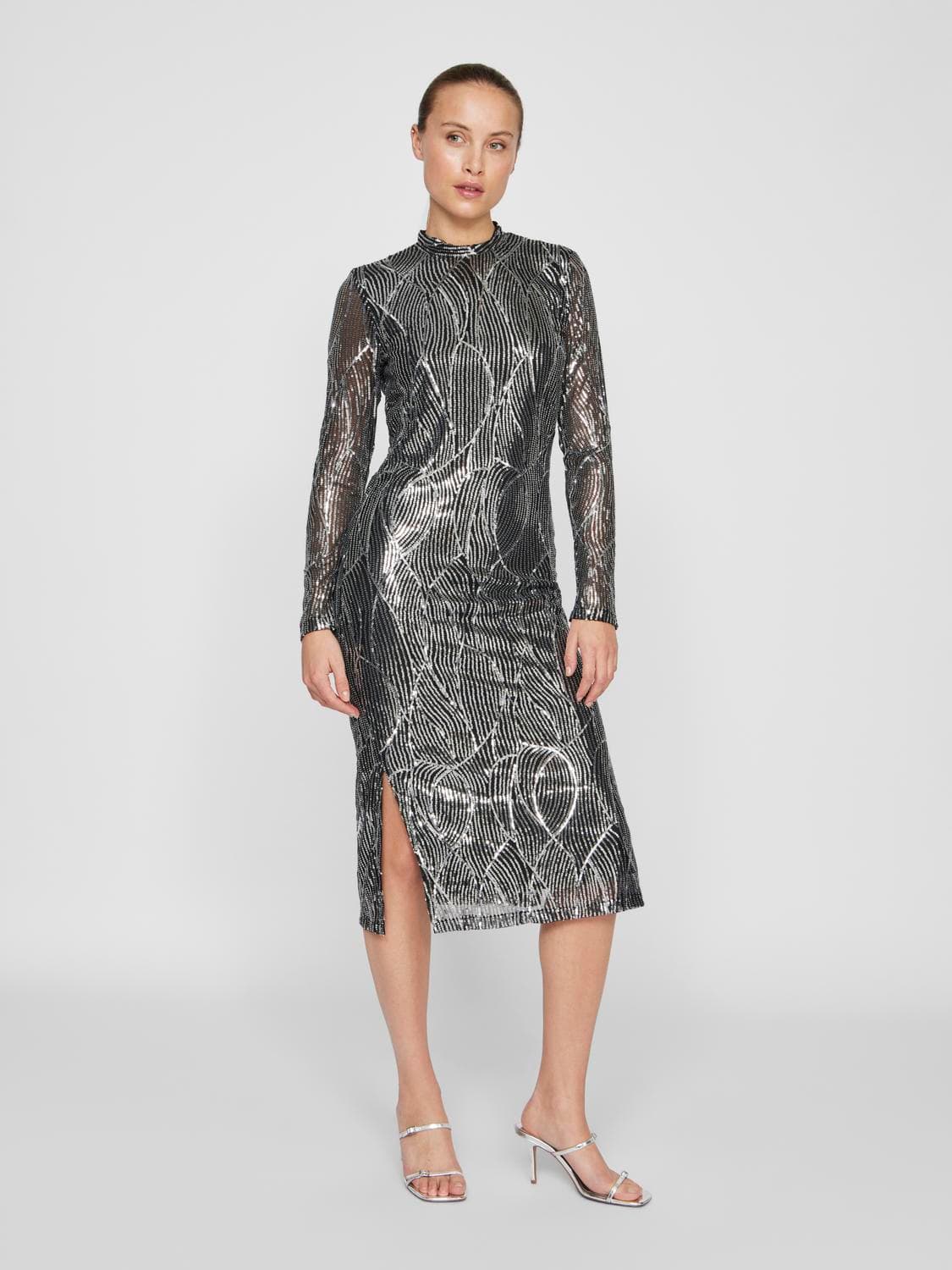 Vigigi Highneck Sequin L/S Midi Dress/Dc - VILA