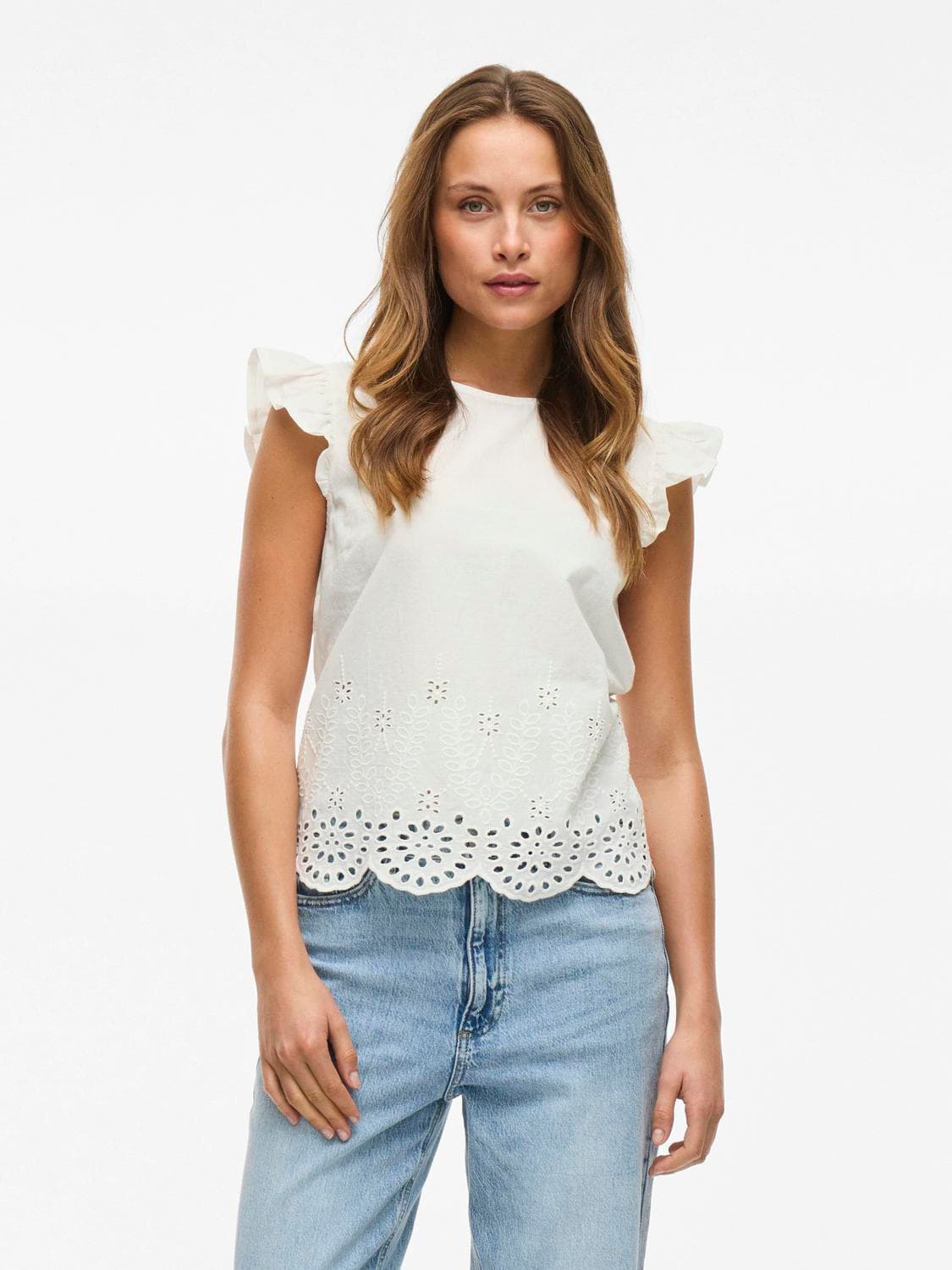 Vihortensa O-Neck Frill Top - VILA