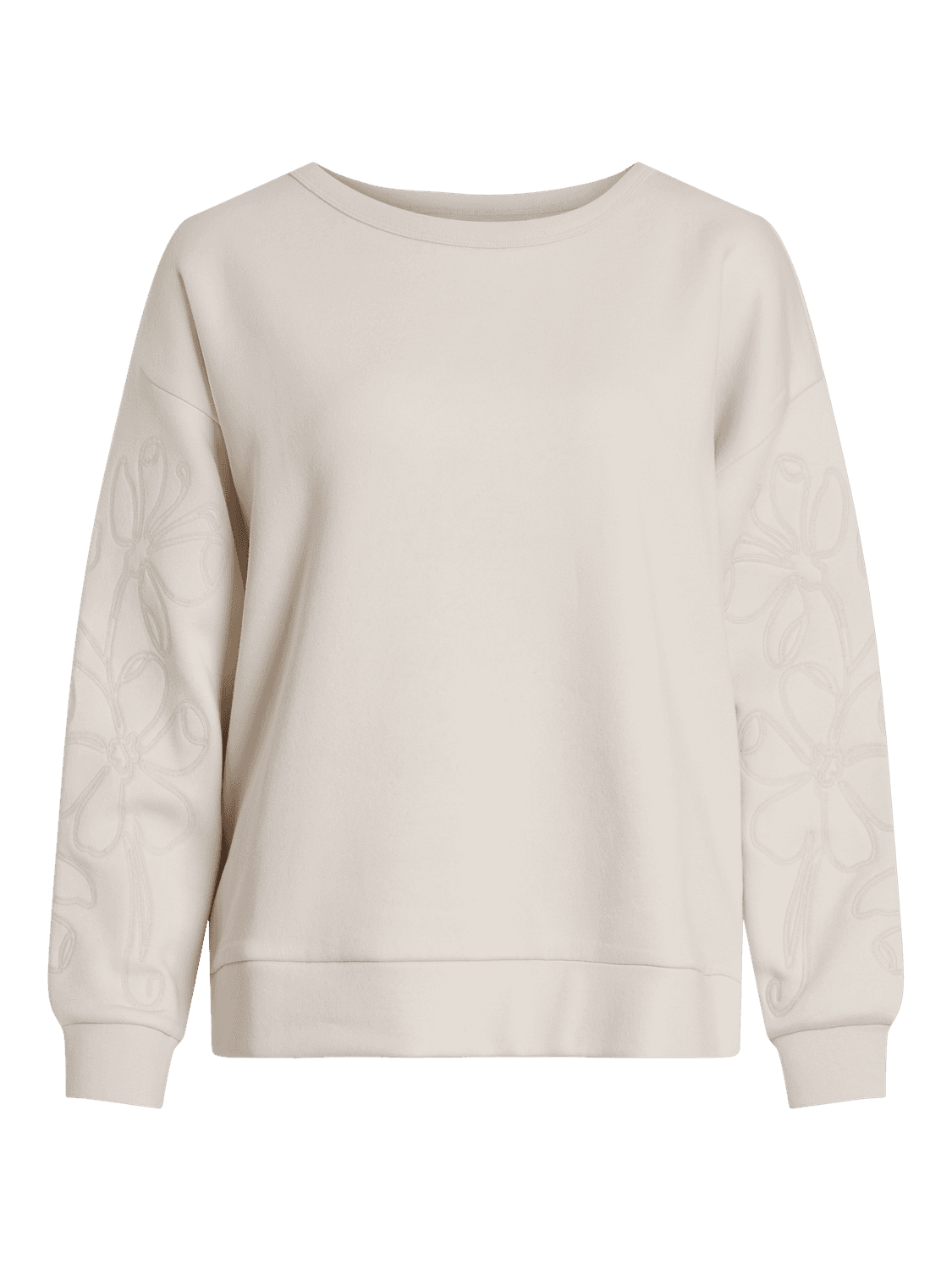 Vimaldea Flower Emb O-Neck L/S Top - VILA