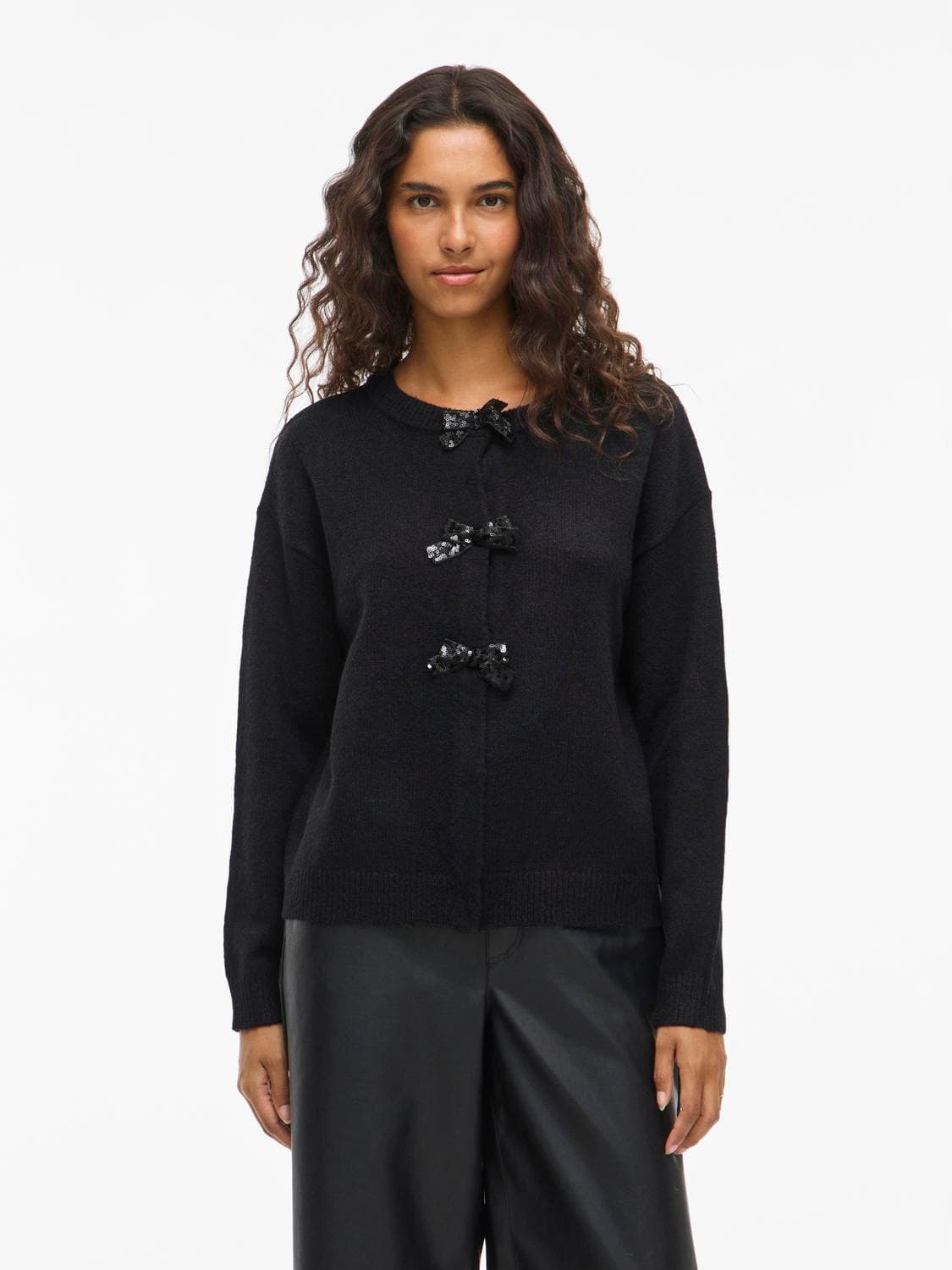 Vibrianna O-Neck L/S Bow Knit Cardigan/1 - VILA