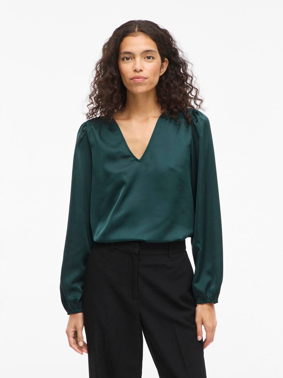 Viellette L/S Smock Satin Top - Noos - VILA
