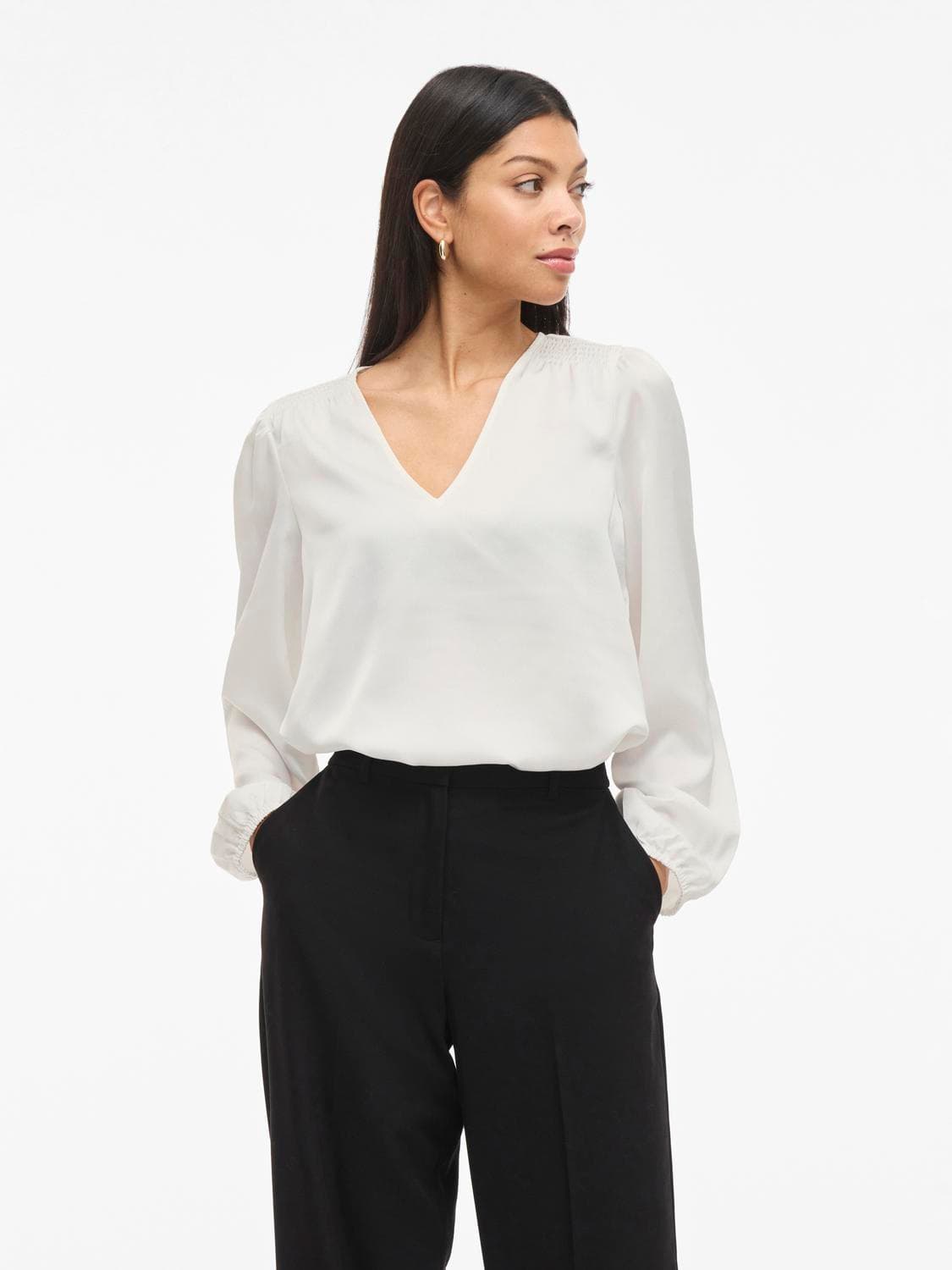 Viellette L/S Smock Satin Top - Noos - VILA