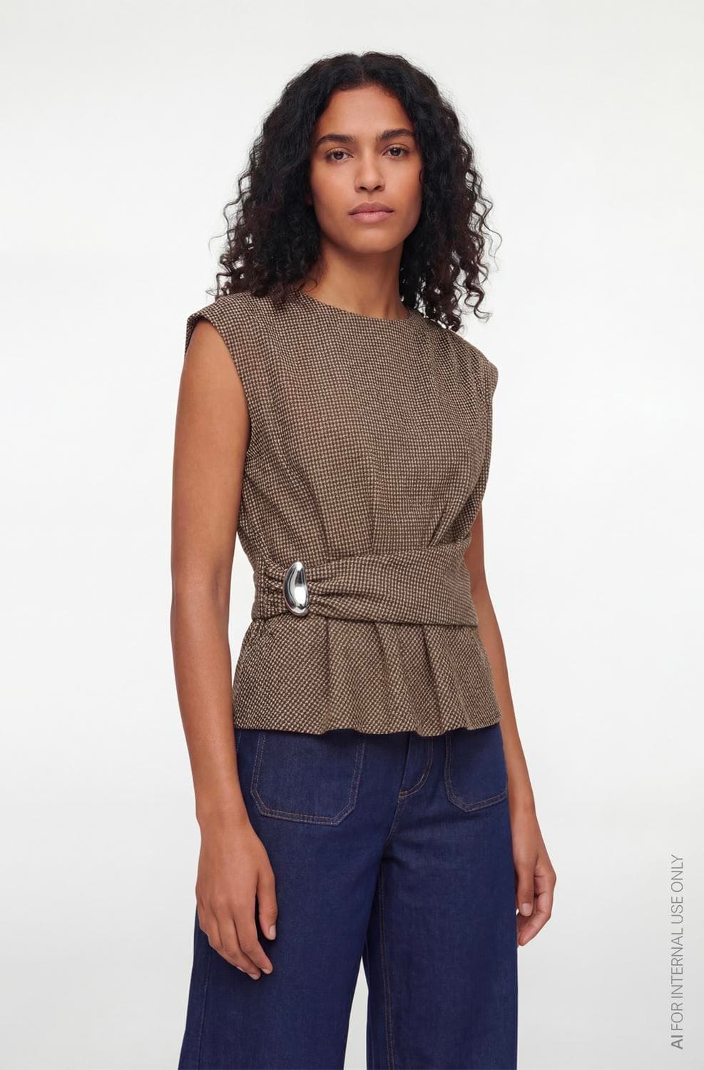 Vichekka O-Neck S/L Checkered Top - VILA