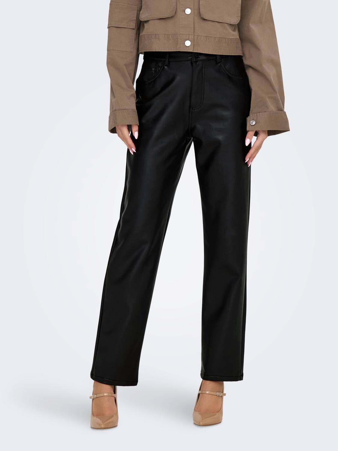 Onlriver-Star Hw Str Faux Leat Pant Pnt - ONLY