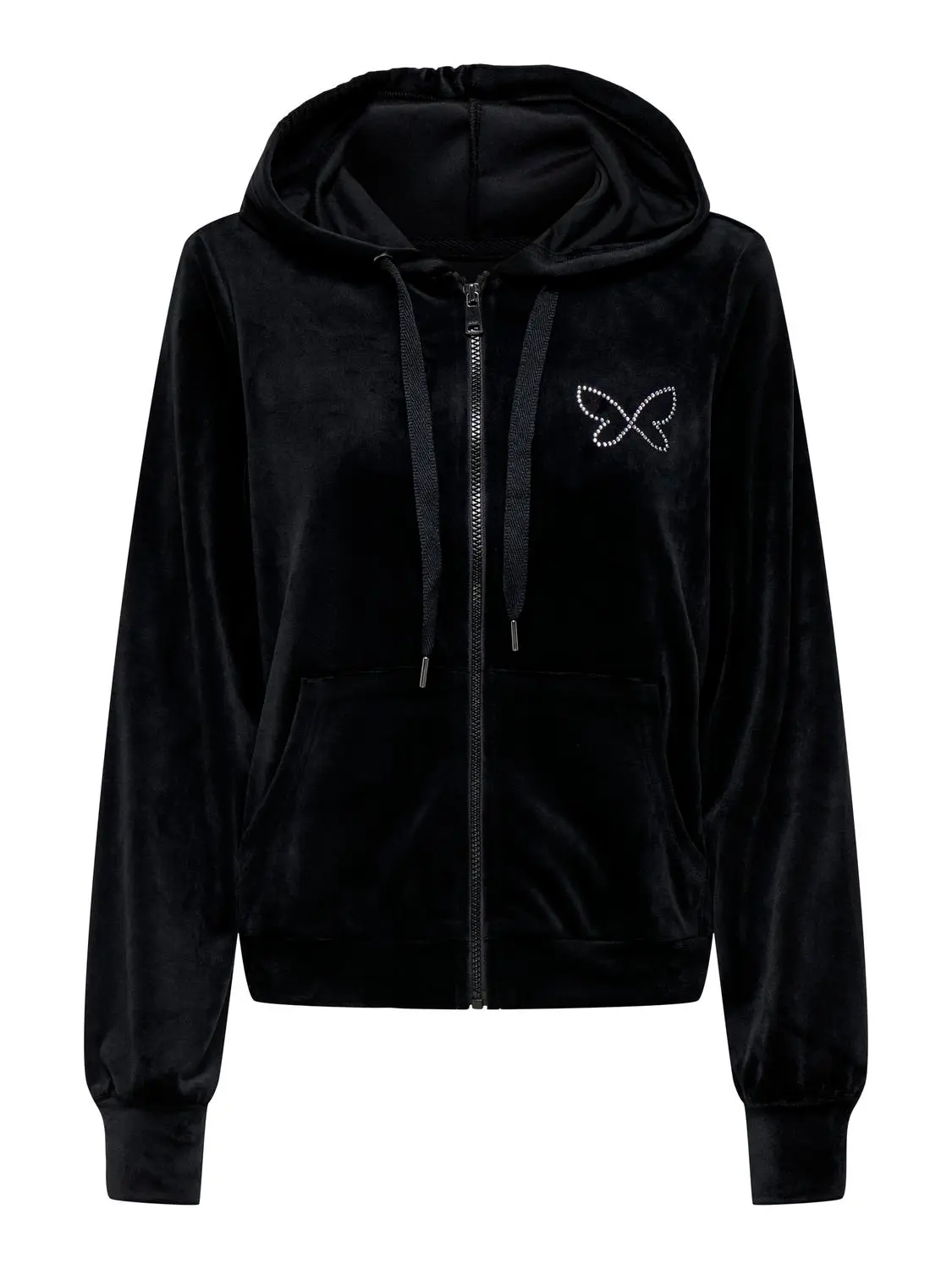 Onlrebel L/S Zip Rhinestone Hood Cs Swt - ONLY