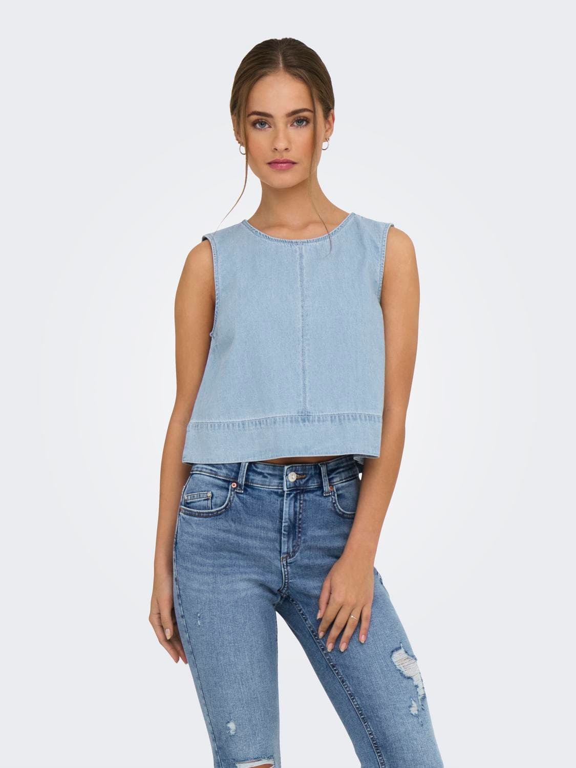 Jdysabrina Roundneck S/L Top Dnm - ONLY