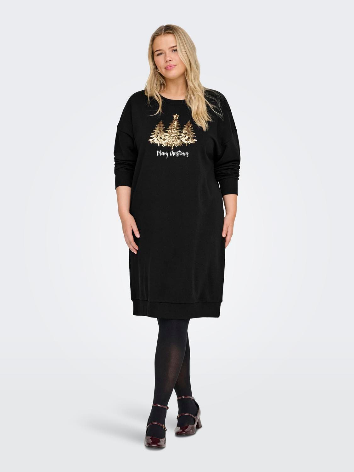 Carsanta Xmas L/S O-Neck Sweat Dress Jrs - ONLY