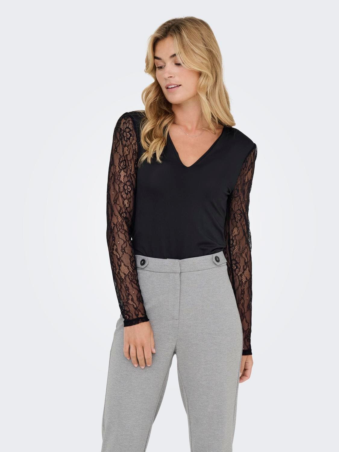 Onlsia V-Neck L/S Lace Body Acc - ONLY