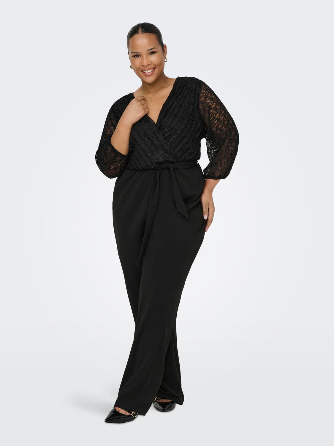 Carbetsy 3/4 Wrap V-Neck Jumpsuit - ONLY