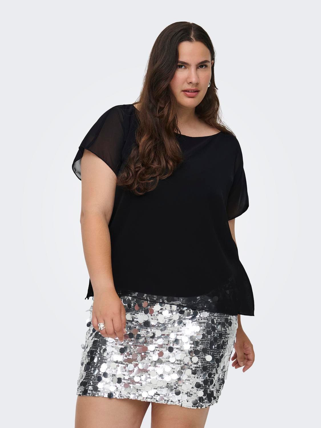 Carcoko S/S O-Neck Top Wvn - ONLY