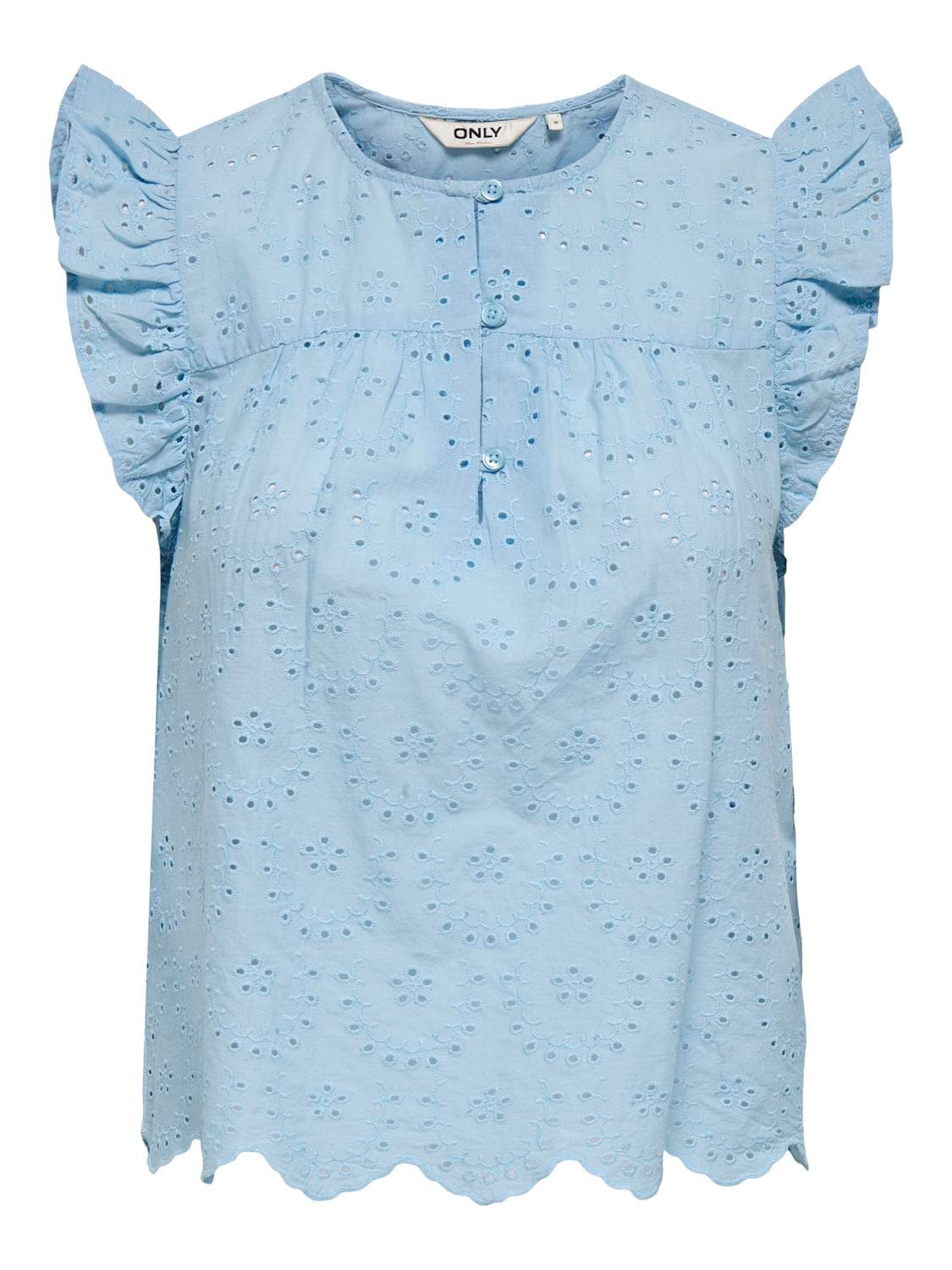 Onl30 Freesia S/L Emb O-Neck Top Wvn - ONLY