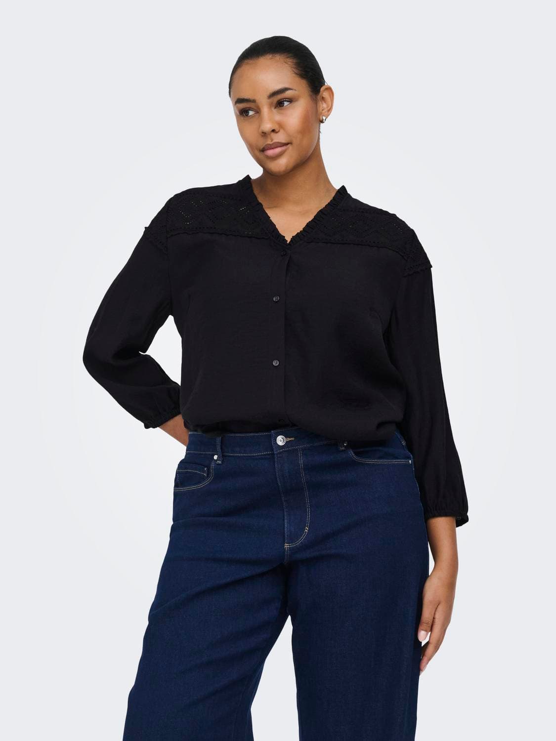 Carsimme 3/4 V-Neck Shirt Wvn - ONLY