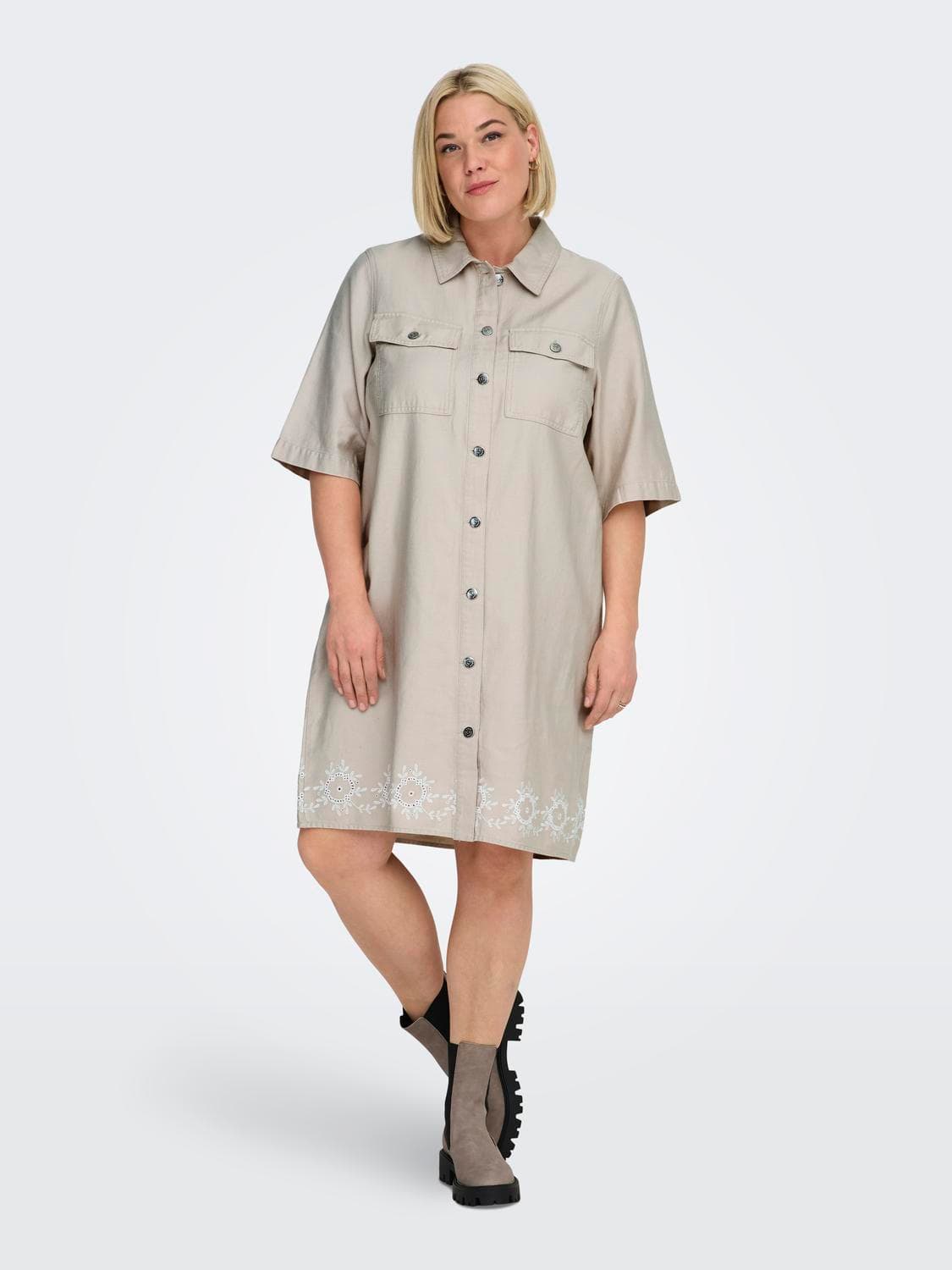 Carbelle-Kassia S/S Button Bro Dress Pnt - ONLY