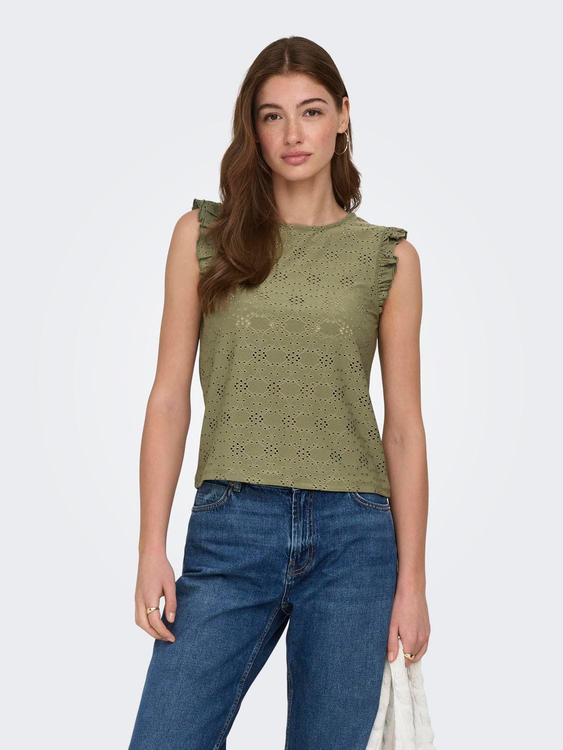 Onlsmilla S/L Frill Top Jrs - ONLY