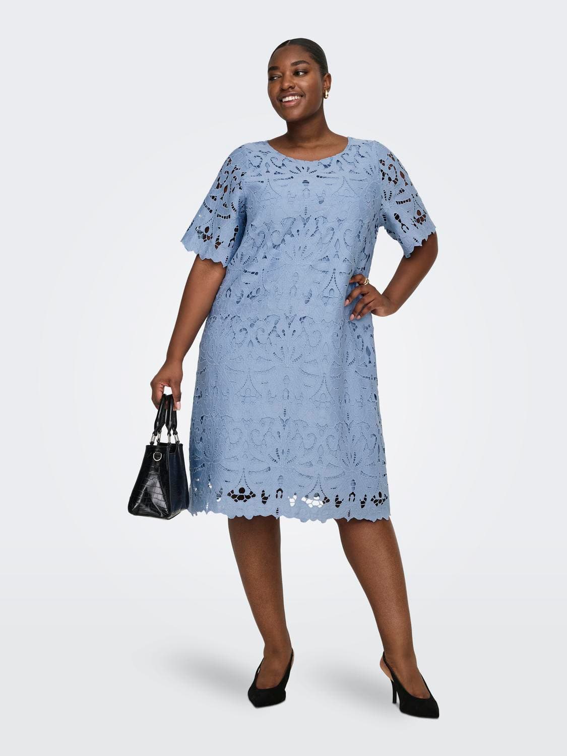 Cargelina 2/4 O-Neck Blk Dress Wvn - ONLY