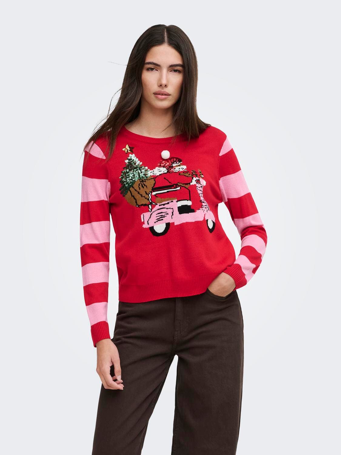 Onlxmas Shine Motive Ls O-Neck Knt - ONLY
