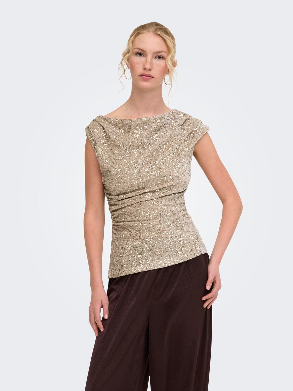 Onlnoxley Sl Sequin Top Wvn - ONLY