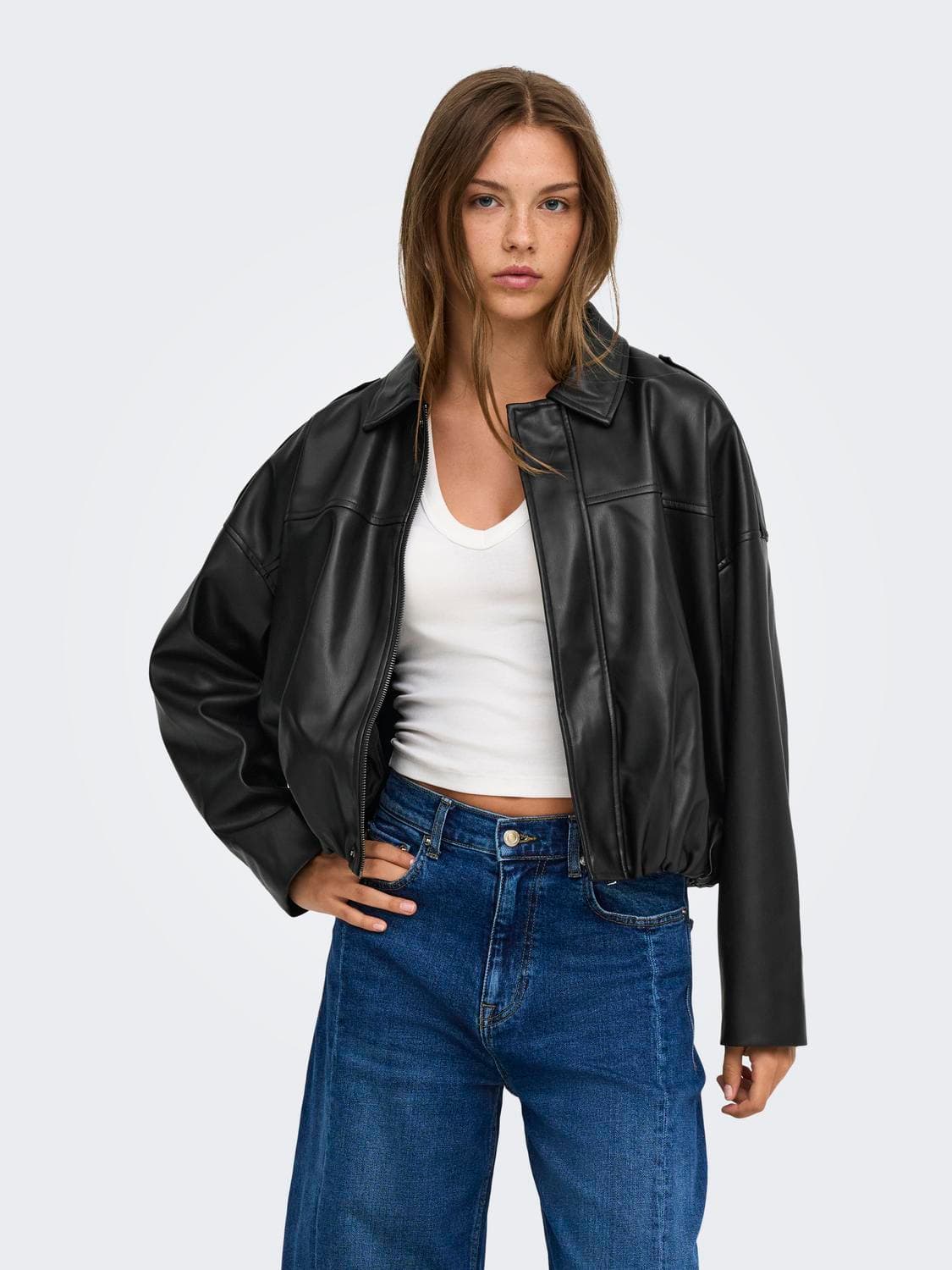 Onlmoon-Neli L/S Faux Leather Bomber Pnt - ONLY