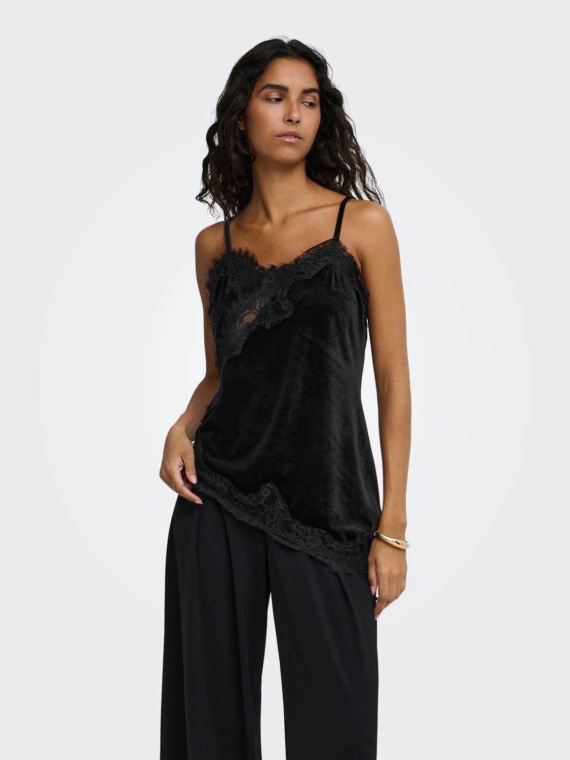 Jdyvalerie S/L Velvet Lace Top Jrs - ONLY