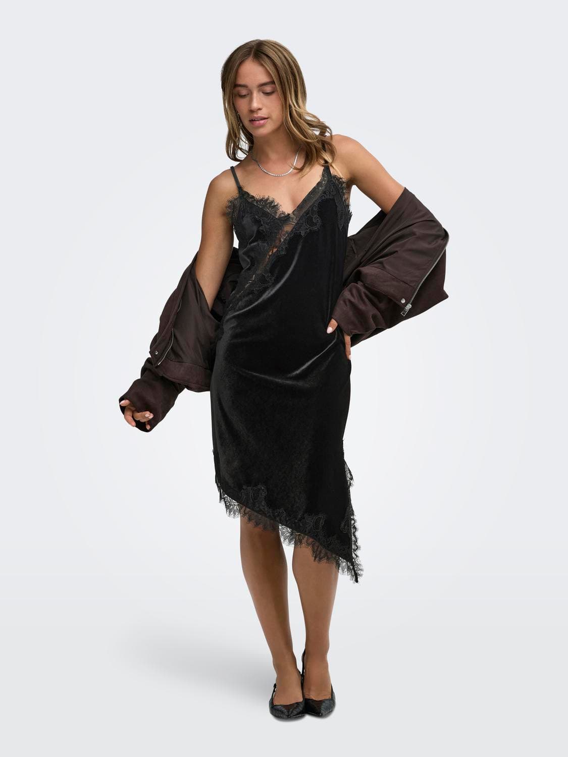 Jdyvalerie S/L Velvet Lace Dress Jrs - ONLY