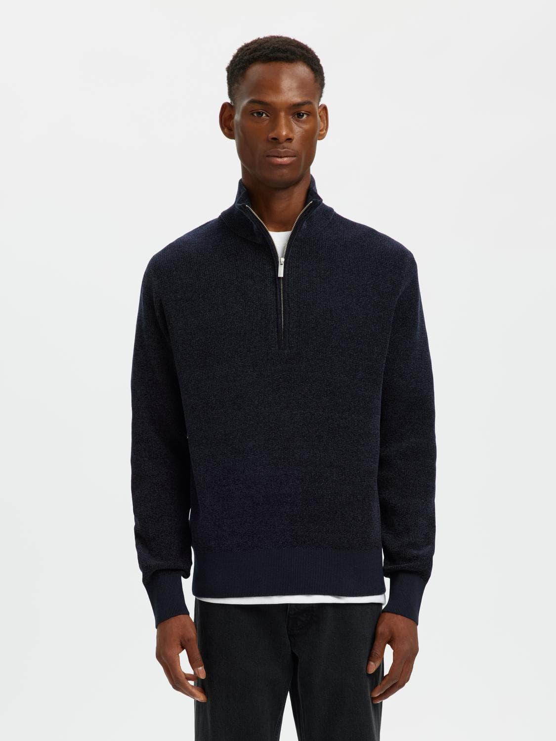 Rodney High Neck Zip Peysa - Selected