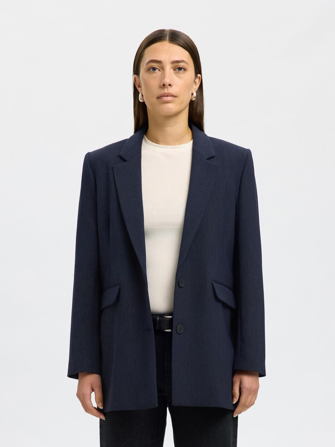 Slfrita Ls Relaxed Blazer D Sap Mel Noos - Selected